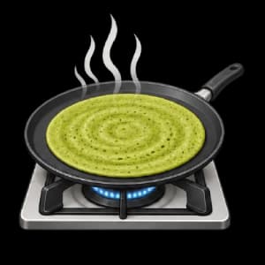 Pour batter on hot pan